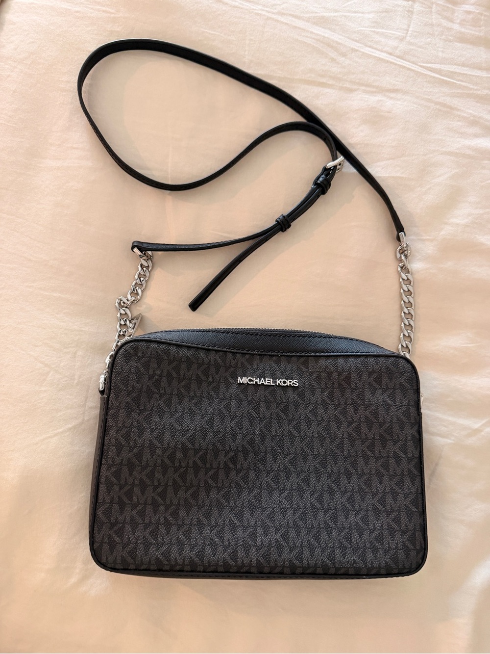 Michael Kors Black Logo Crossbody with Chain Strap